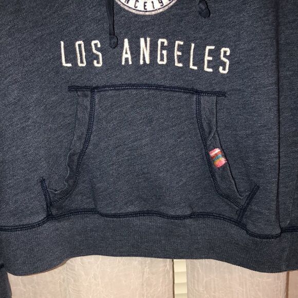 Hollister M Navy White Cotton Blend Hoodie with a Kangaroo Pocket - Picture 6 of 13